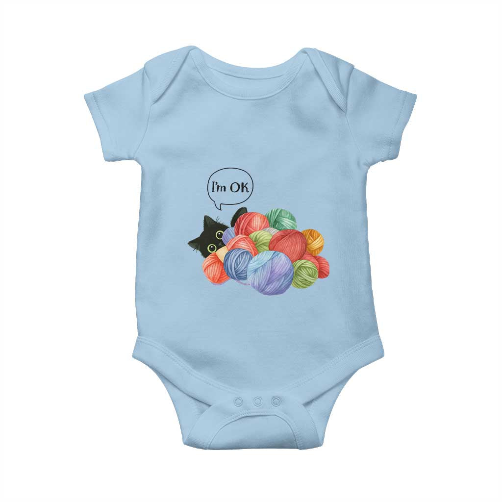 Im OK Baby Onesie Cat Tangled In Yarn Funny Crochet Gift TS12 Light Blue Print Your Wear