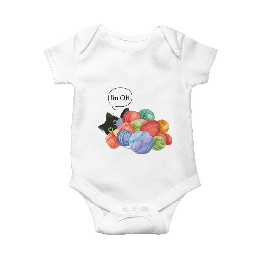 Im OK Baby Onesie Cat Tangled In Yarn Funny Crochet Gift TS12 White Print Your Wear