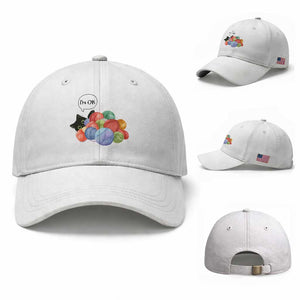 I’m OK Baseball Cap Cat Tangled In Yarn Funny Crochet Gift TS12 Baseball Cap Universal Fit White Print Your Wear