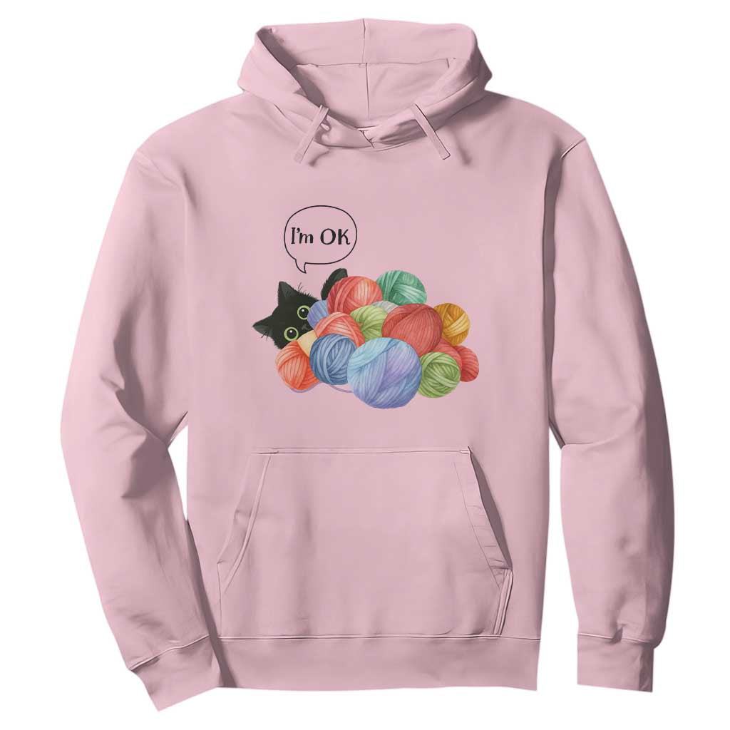 Im OK Hoodie Cat Tangled In Yarn Funny Crochet Gift TS12 Light Pink Print Your Wear