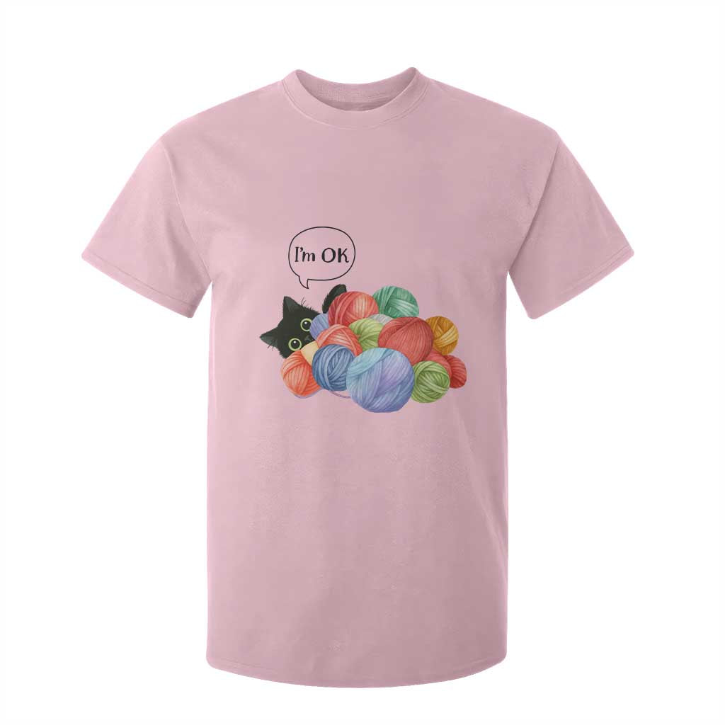 Im OK T Shirt For Kid Cat Tangled In Yarn Funny Crochet Gift TS12 Light Pink Print Your Wear