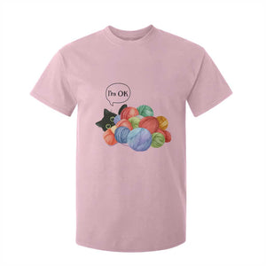 Im OK T Shirt For Kid Cat Tangled In Yarn Funny Crochet Gift TS12 Light Pink Print Your Wear