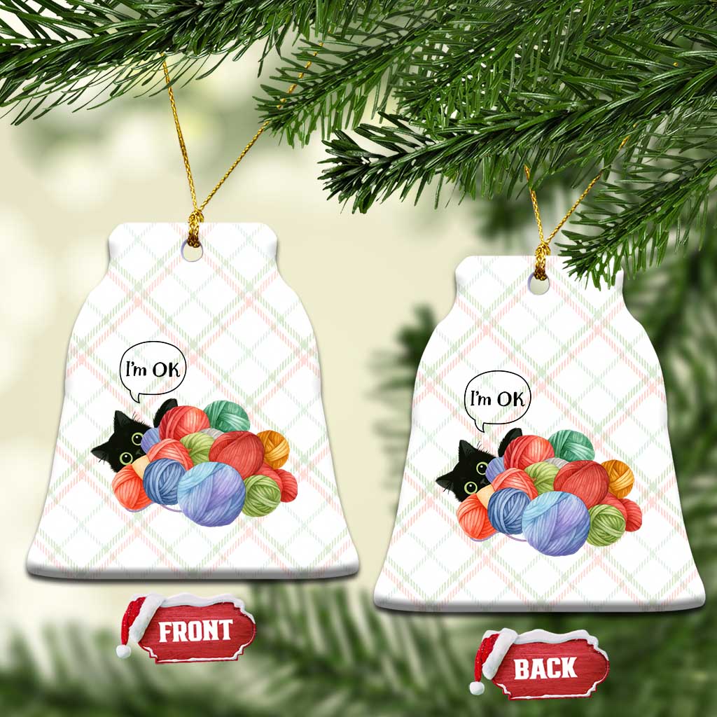 Im OK Ceramic Ornament Cat Tangled In Yarn Funny Crochet Gift TS12 Print Your Wear