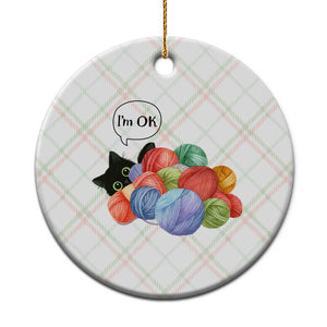 Im OK Ceramic Ornament Cat Tangled In Yarn Funny Crochet Gift TS12 1pc Christmas Plaid Print Your Wear