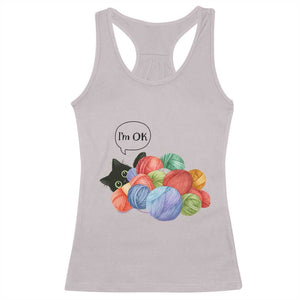 Im OK Racerback Tank Top Cat Tangled In Yarn Funny Crochet Gift TS12 Ice Gray Print Your Wear