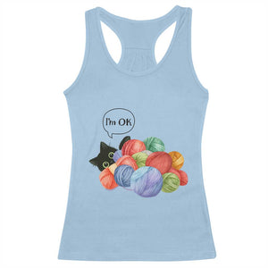 Im OK Racerback Tank Top Cat Tangled In Yarn Funny Crochet Gift TS12 Light Blue Print Your Wear