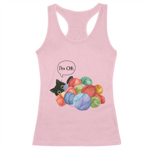 Im OK Racerback Tank Top Cat Tangled In Yarn Funny Crochet Gift TS12 Light Pink Print Your Wear