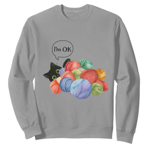 Im OK Sweatshirt Cat Tangled In Yarn Funny Crochet Gift TS12 Sport Gray Print Your Wear