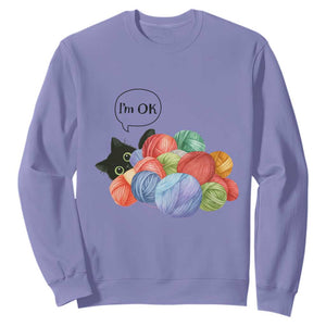Im OK Sweatshirt Cat Tangled In Yarn Funny Crochet Gift TS12 Violet Print Your Wear