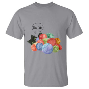 I’m OK T Shirt Cat Tangled In Yarn Funny Crochet Gift - Print Your Wear
