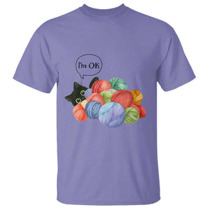 I’m OK T Shirt Cat Tangled In Yarn Funny Crochet Gift - Print Your Wear