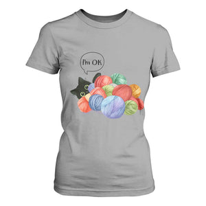 Im OK T Shirt For Women Cat Tangled In Yarn Funny Crochet Gift TS12 Sport Gray Print Your Wear