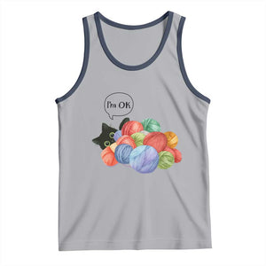 Im OK Tank Top Cat Tangled In Yarn Funny Crochet Gift TS12 Athletic Heather Navy Print Your Wear