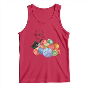 Im OK Tank Top Cat Tangled In Yarn Funny Crochet Gift TS12 Red Print Your Wear