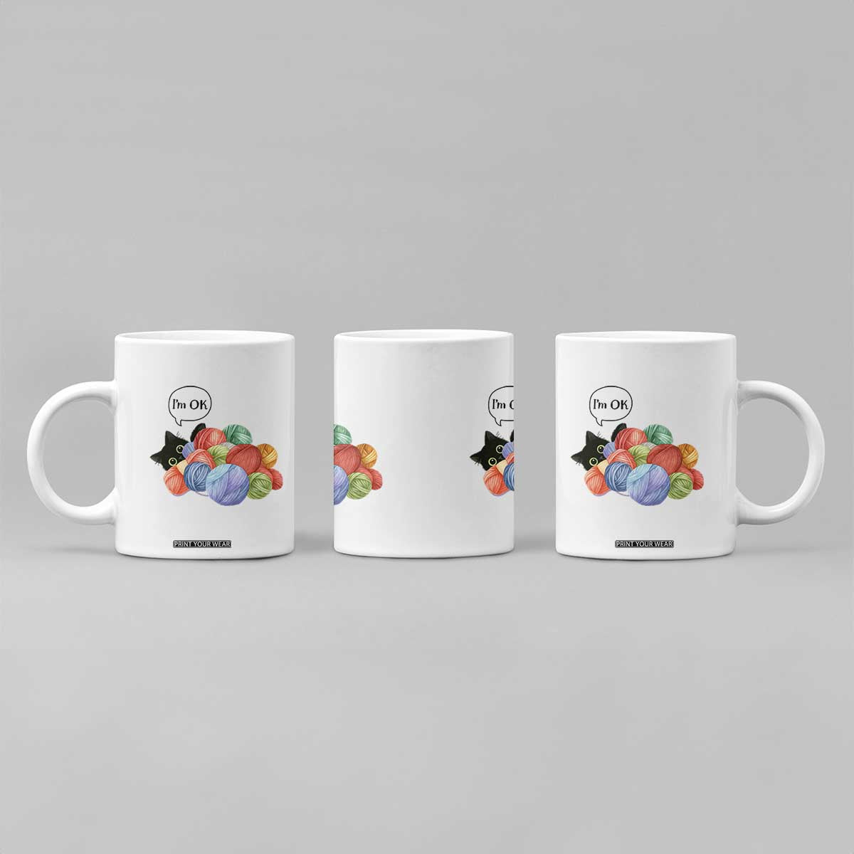 Im OK Coffee Mug Cat Tangled In Yarn Funny Crochet Gift TS12 Print Your Wear