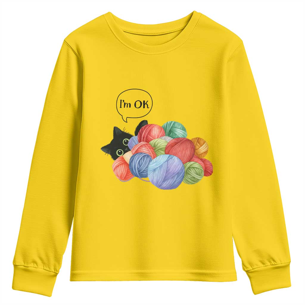 Im OK Youth Sweatshirt Cat Tangled In Yarn Funny Crochet Gift TS12 Daisy Print Your Wear