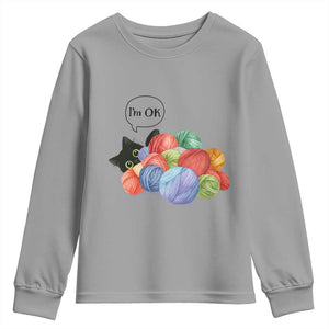 Im OK Youth Sweatshirt Cat Tangled In Yarn Funny Crochet Gift TS12 Sport Gray Print Your Wear