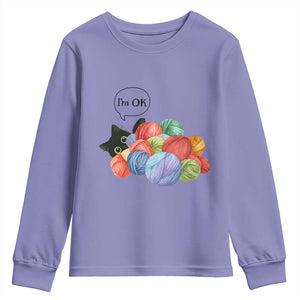 Im OK Youth Sweatshirt Cat Tangled In Yarn Funny Crochet Gift TS12 Violet Print Your Wear