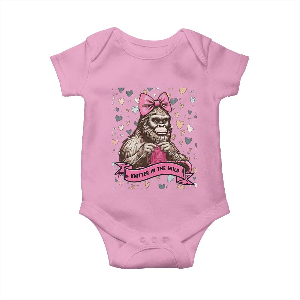 Funny Bigfoot Knitting Baby Onesie Knitter In The Wild TS12 Light Pink Print Your Wear