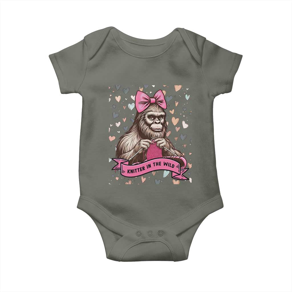 Funny Bigfoot Knitting Baby Onesie Knitter In The Wild TS12 Military Green Print Your Wear
