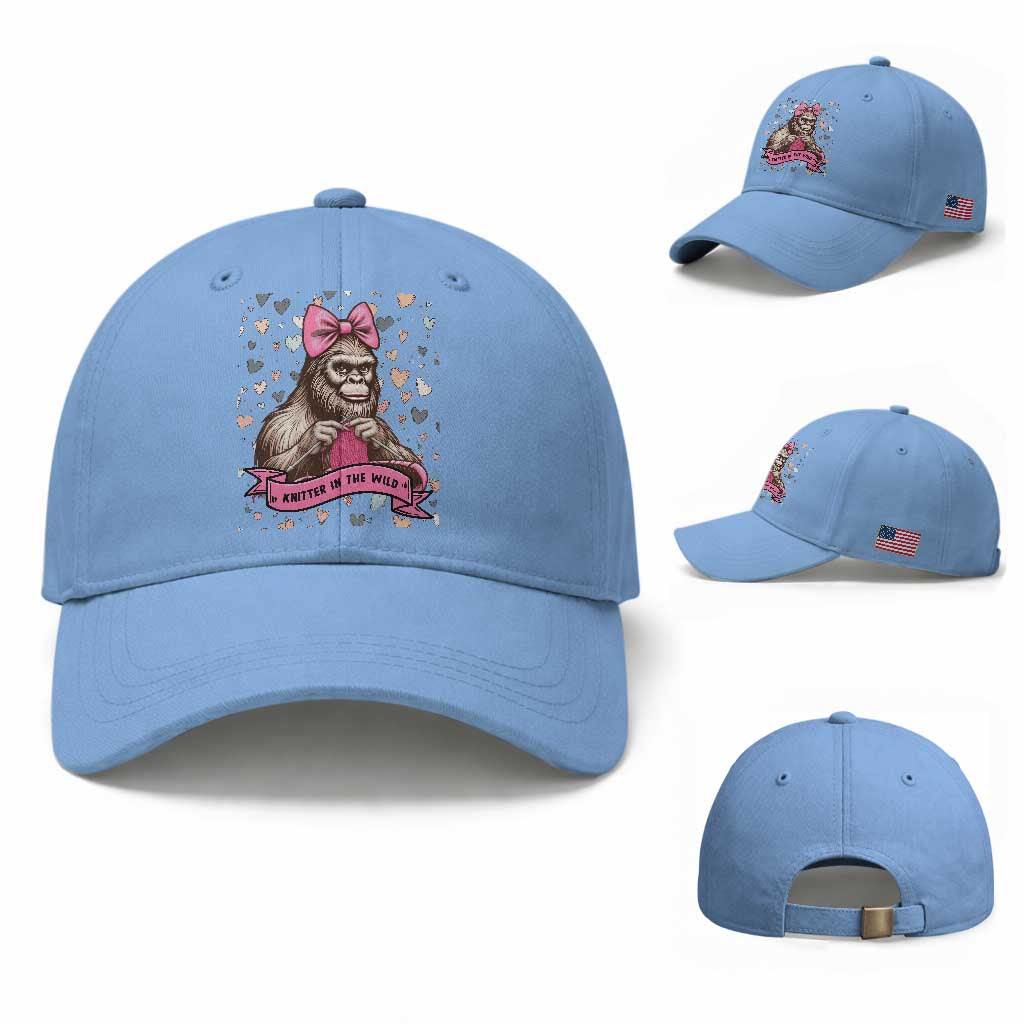 Funny Bigfoot Knitting Baseball Cap Knitter In The Wild TS12 Baseball Cap Universal Fit Light Blue Print Your Wear
