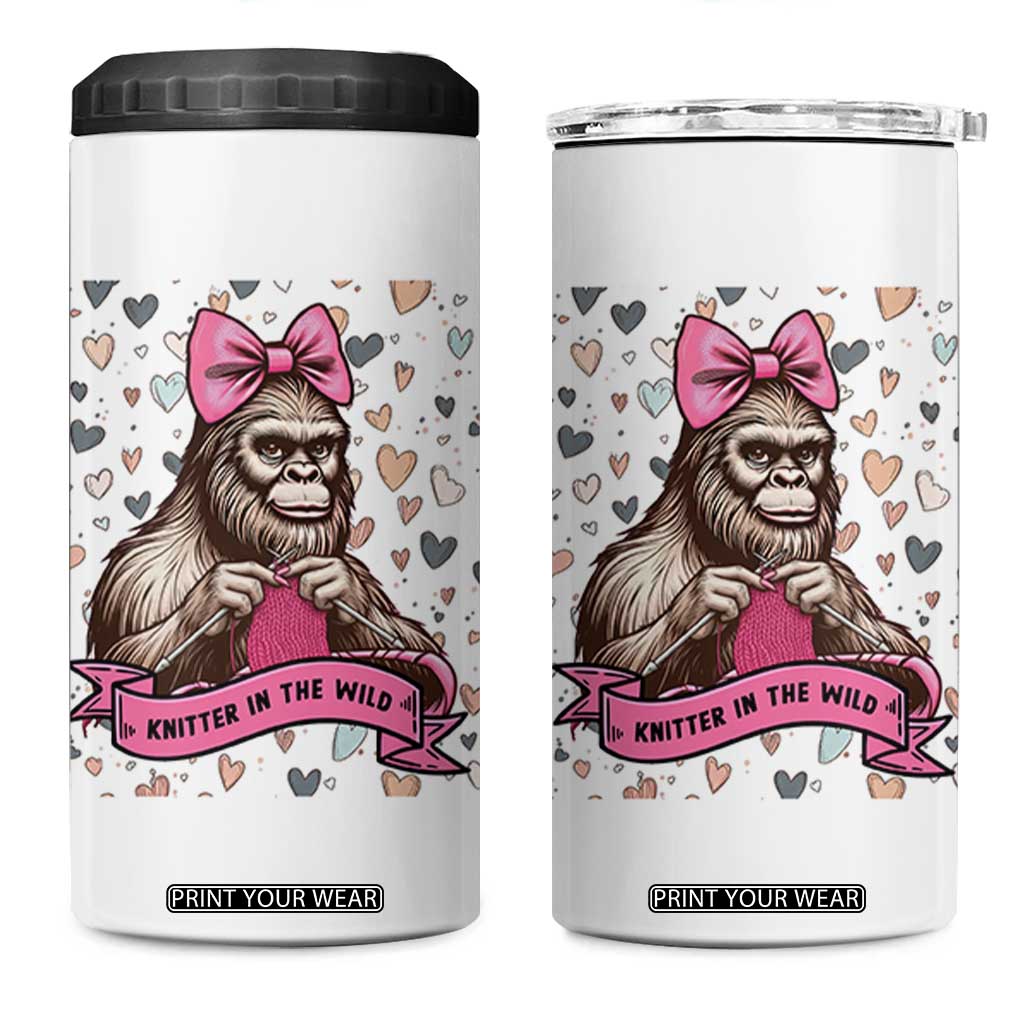 Funny Bigfoot Knitting 4 in 1 Can Cooler Tumbler Knitter In The Wild TS12 One Size: 16 oz White Print Your Wear