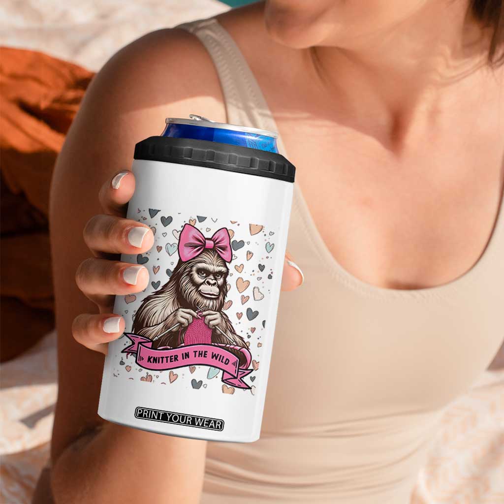 Funny Bigfoot Knitting 4 in 1 Can Cooler Tumbler Knitter In The Wild TS12 Print Your Wear