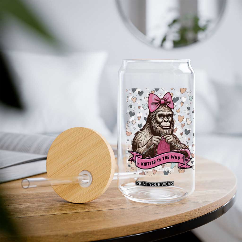Funny Bigfoot Knitting Glass Can Knitter In The Wild TS12 Print Your Wear