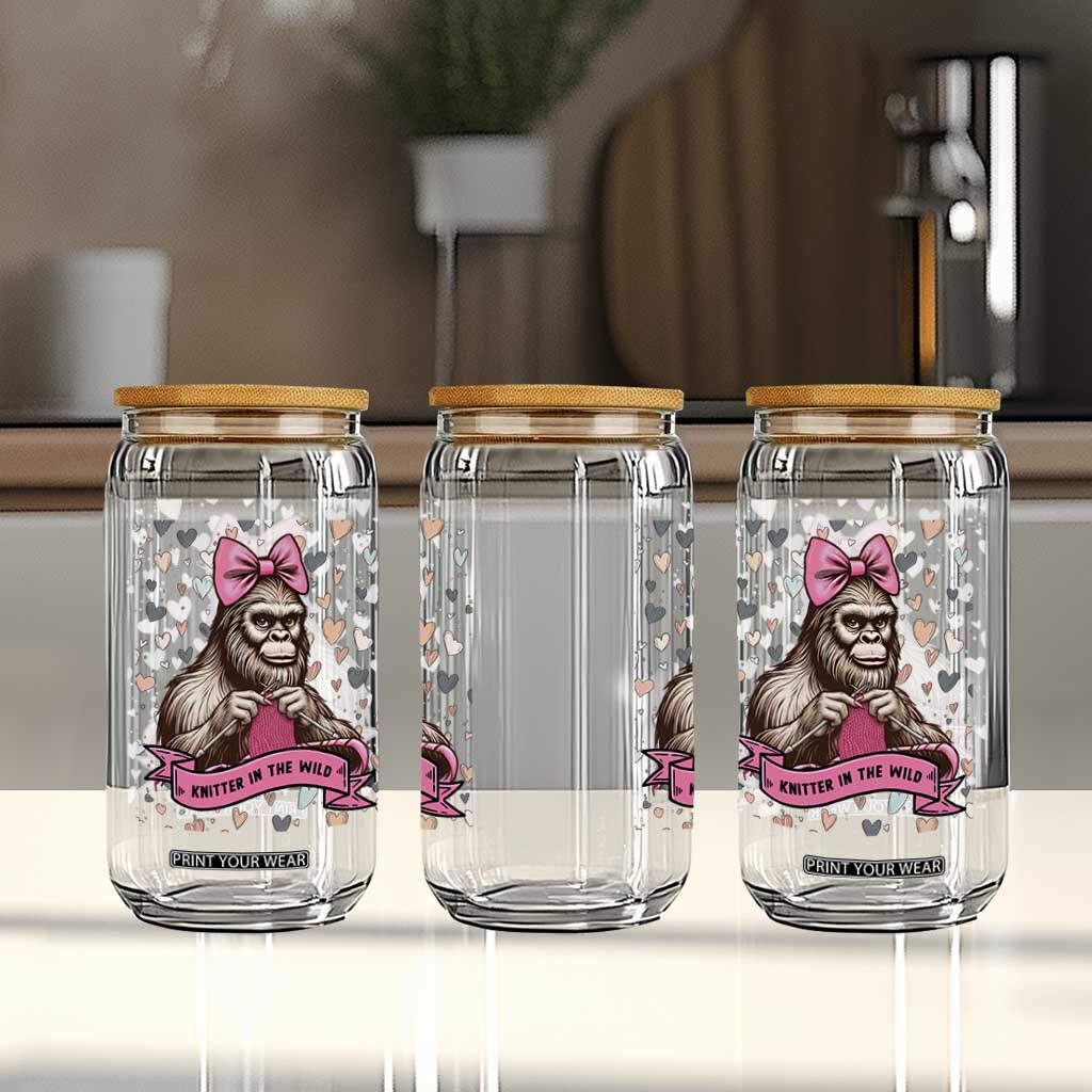 Funny Bigfoot Knitting Glass Can Knitter In The Wild TS12 Print Your Wear