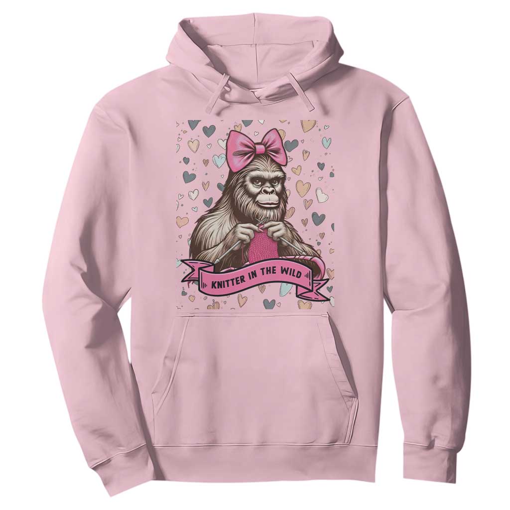 Funny Bigfoot Knitting Hoodie Knitter In The Wild TS12 Light Pink Print Your Wear