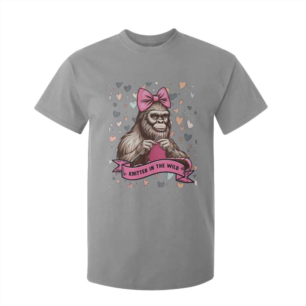 Funny Bigfoot Knitting T Shirt For Kid Knitter In The Wild TS12 Sport Gray Print Your Wear