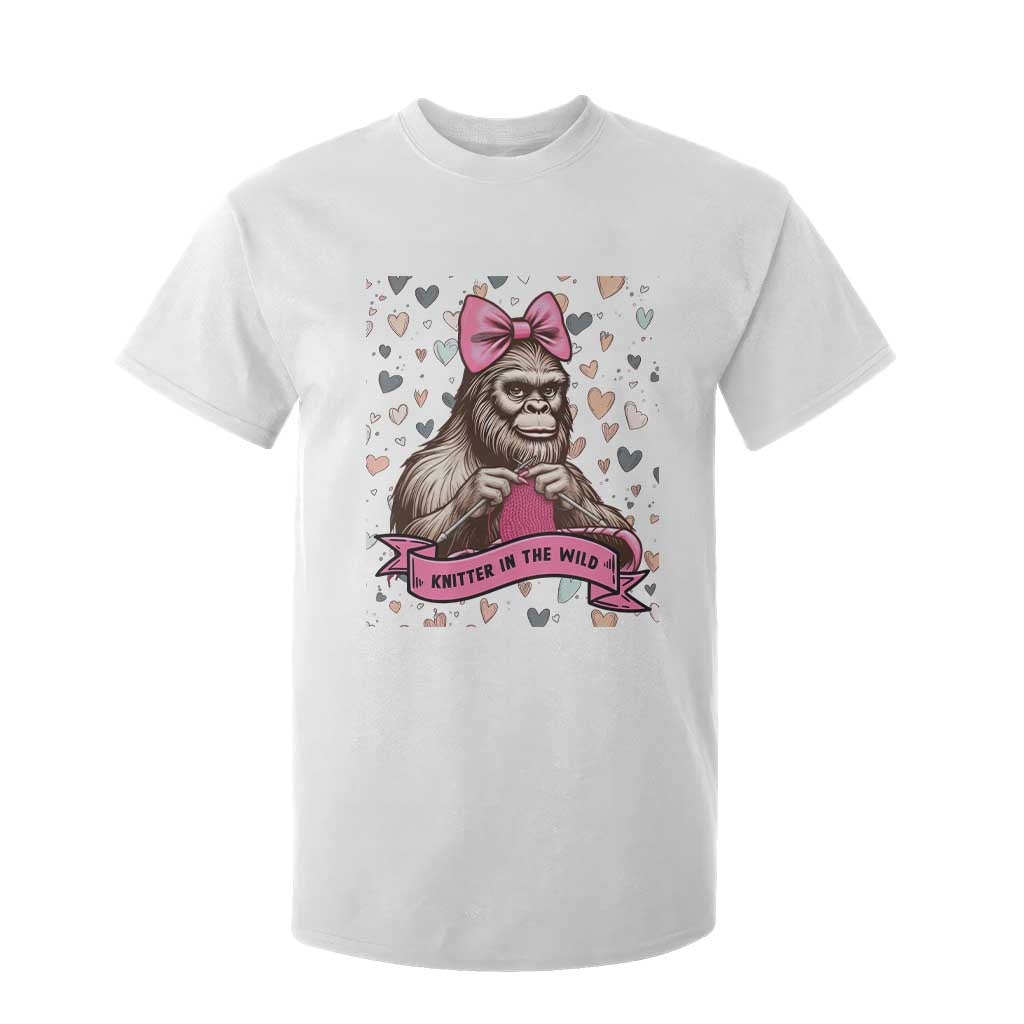 Funny Bigfoot Knitting T Shirt For Kid Knitter In The Wild TS12 White Print Your Wear
