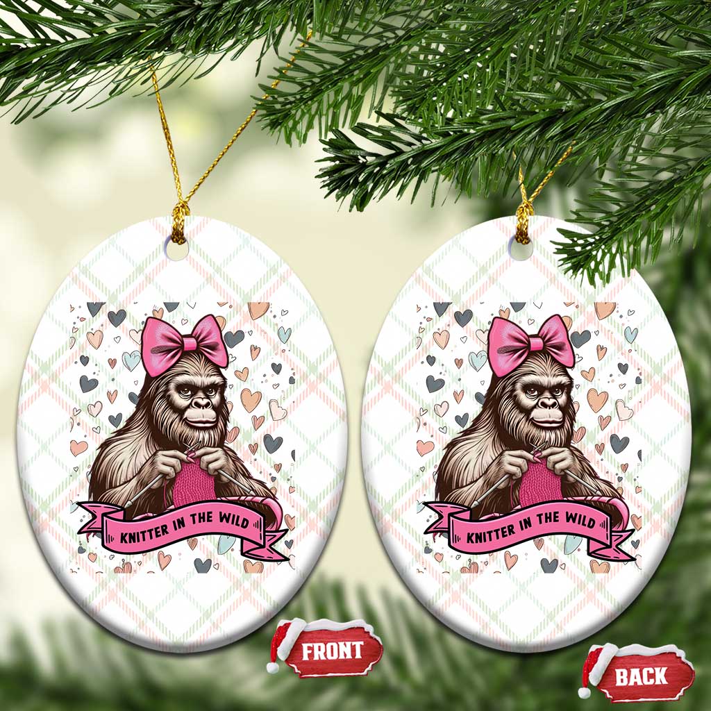 Funny Bigfoot Knitting Ceramic Ornament Knitter In The Wild TS12 Print Your Wear