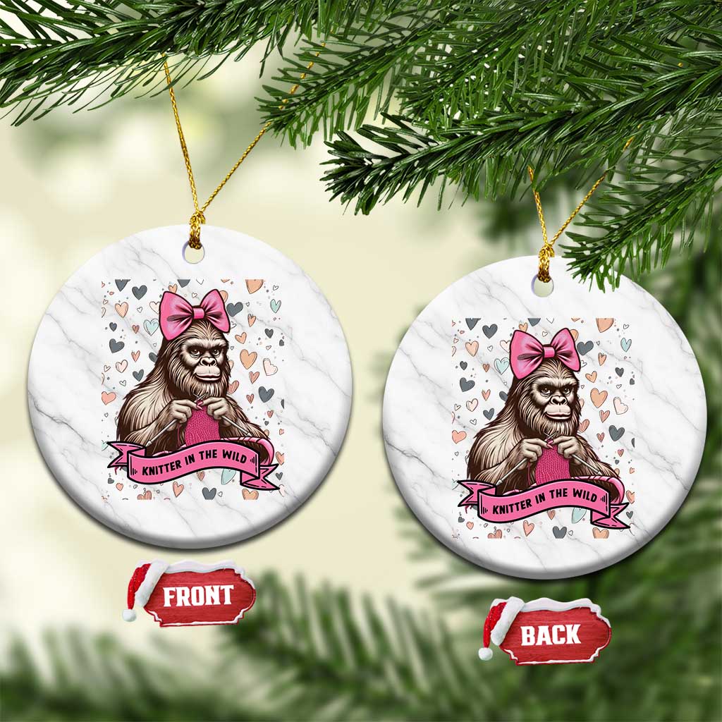 Funny Bigfoot Knitting Ceramic Ornament Knitter In The Wild TS12 1pc White Marble Print Your Wear