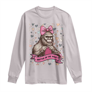 Funny Bigfoot Knitting Long Sleeve Shirt Knitter In The Wild TS12 Ice Gray Print Your Wear
