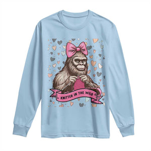 Funny Bigfoot Knitting Long Sleeve Shirt Knitter In The Wild TS12 Light Blue Print Your Wear
