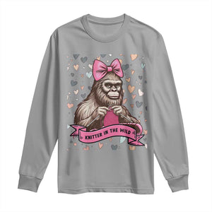 Funny Bigfoot Knitting Long Sleeve Shirt Knitter In The Wild TS12 Sport Gray Print Your Wear