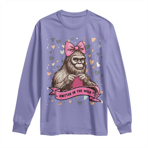 Funny Bigfoot Knitting Long Sleeve Shirt Knitter In The Wild TS12 Violet Print Your Wear