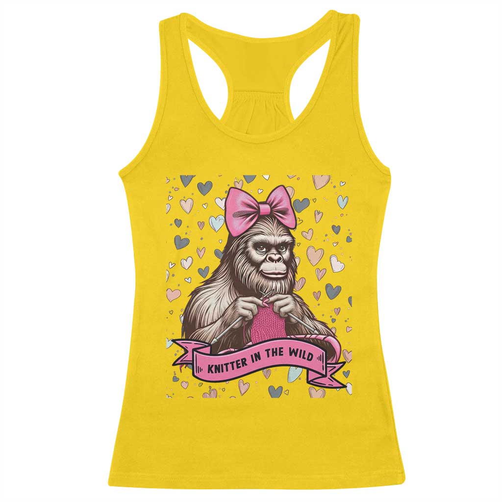 Funny Bigfoot Knitting Racerback Tank Top Knitter In The Wild TS12 Daisy Print Your Wear