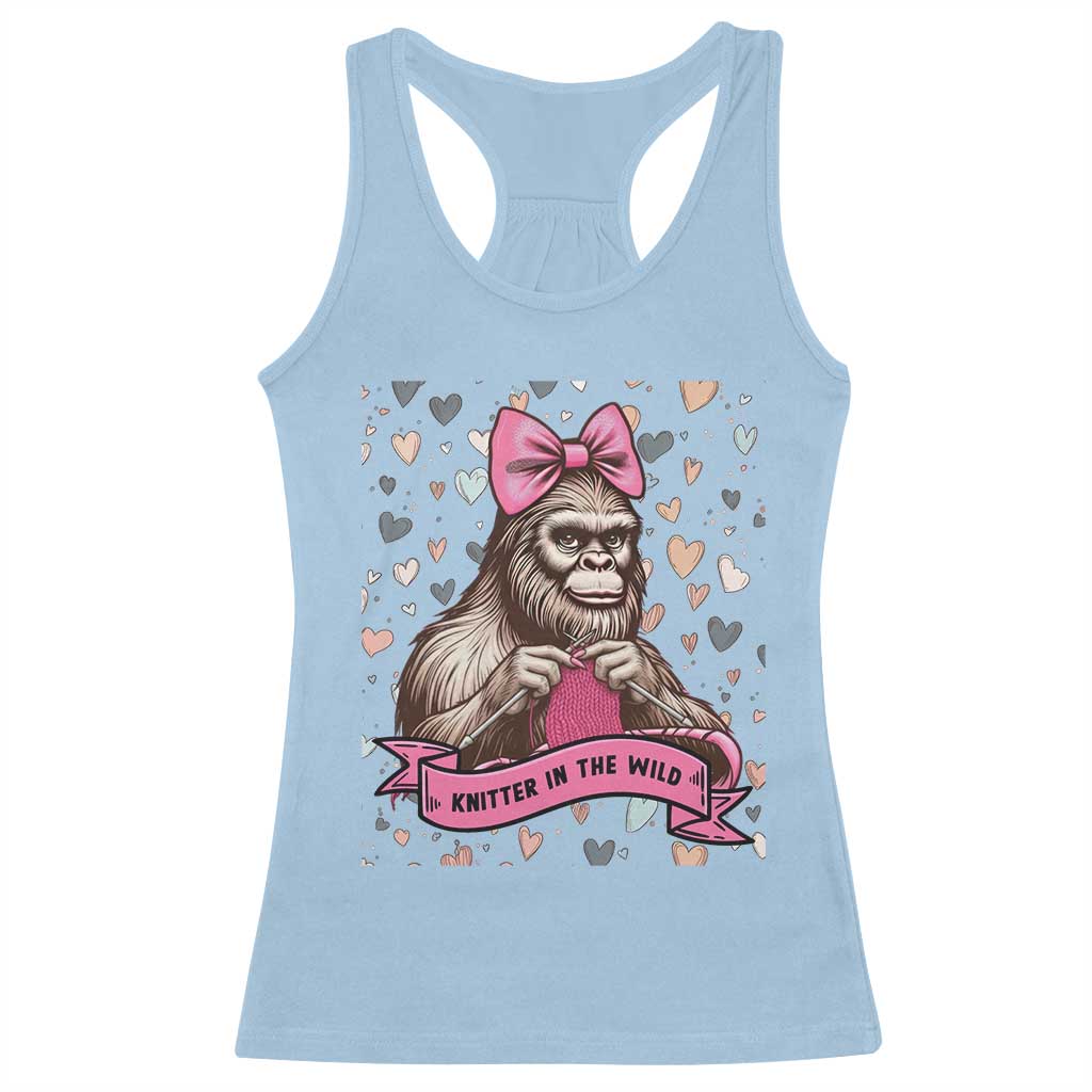 Funny Bigfoot Knitting Racerback Tank Top Knitter In The Wild TS12 Light Blue Print Your Wear