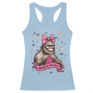Funny Bigfoot Knitting Racerback Tank Top Knitter In The Wild TS12 Light Blue Print Your Wear