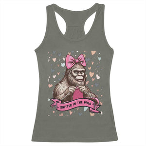 Funny Bigfoot Knitting Racerback Tank Top Knitter In The Wild TS12 Military Green Print Your Wear