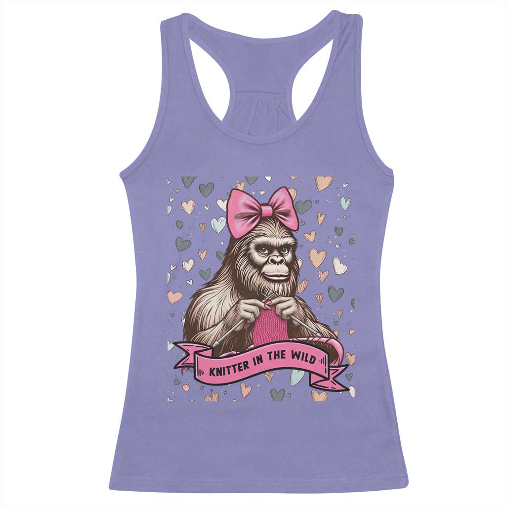 Funny Bigfoot Knitting Racerback Tank Top Knitter In The Wild TS12 Violet Print Your Wear