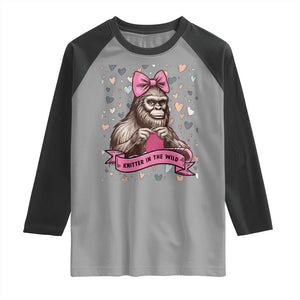 Funny Bigfoot Knitting Raglan Shirt Knitter In The Wild TS12 Sport Gray Black Print Your Wear