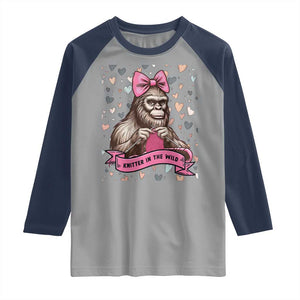 Funny Bigfoot Knitting Raglan Shirt Knitter In The Wild TS12 Sport Gray Navy Print Your Wear