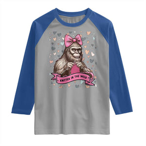 Funny Bigfoot Knitting Raglan Shirt Knitter In The Wild TS12 Sport Gray Royal Print Your Wear
