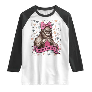 Funny Bigfoot Knitting Raglan Shirt Knitter In The Wild TS12 White Black Print Your Wear