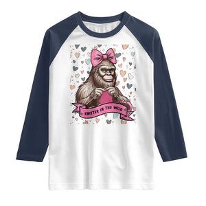 Funny Bigfoot Knitting Raglan Shirt Knitter In The Wild TS12 White Navy Print Your Wear