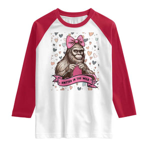 Funny Bigfoot Knitting Raglan Shirt Knitter In The Wild TS12 White Red Print Your Wear