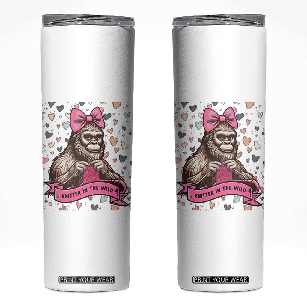 Funny Bigfoot Knitting Skinny Tumbler Knitter In The Wild TS12 White Print Your Wear